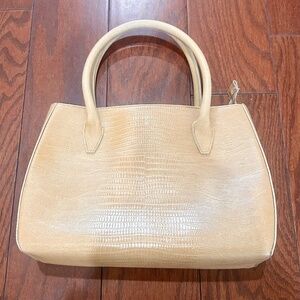 Vintage Designer Montini Oversize Handbag Purse Made in Italy Real Leather Cream